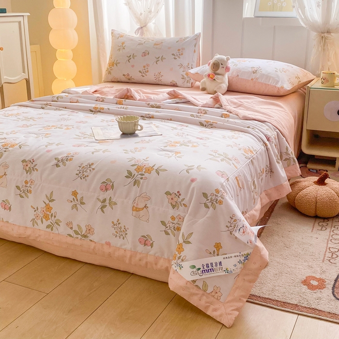 91家纺网 家纺一手货源 找家纺 羽梦家纺 2026新款新疆棉花全棉夏凉被被子被芯清风小兔