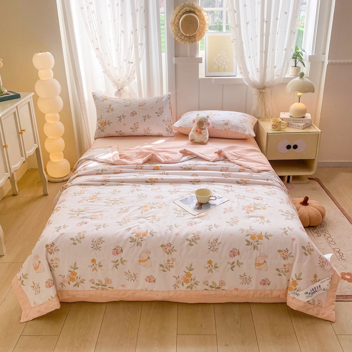 91家纺网 家纺一手货源 找家纺 羽梦家纺 2026新款新疆棉花全棉夏凉被被子被芯清风小兔