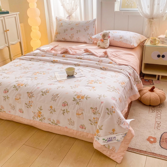 91家纺网 家纺一手货源 找家纺 羽梦家纺 2026新款新疆棉花全棉夏凉被被子被芯清风小兔