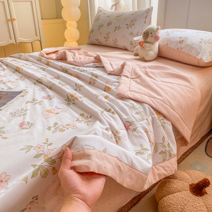 91家纺网 家纺一手货源 找家纺 羽梦家纺 2026新款新疆棉花全棉夏凉被被子被芯清风小兔