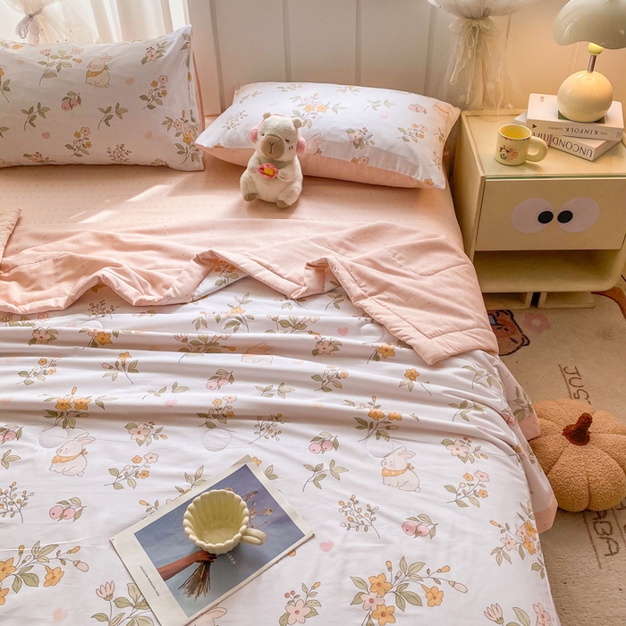 91家纺网 家纺一手货源 找家纺 羽梦家纺 2026新款新疆棉花全棉夏凉被被子被芯清风小兔