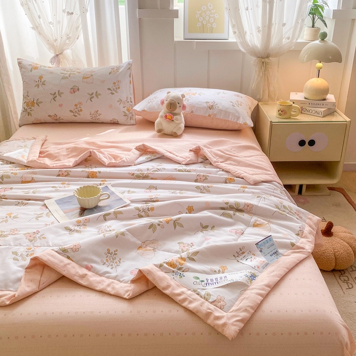 91家纺网 家纺一手货源 找家纺 羽梦家纺 2026新款新疆棉花全棉夏凉被被子被芯清风小兔