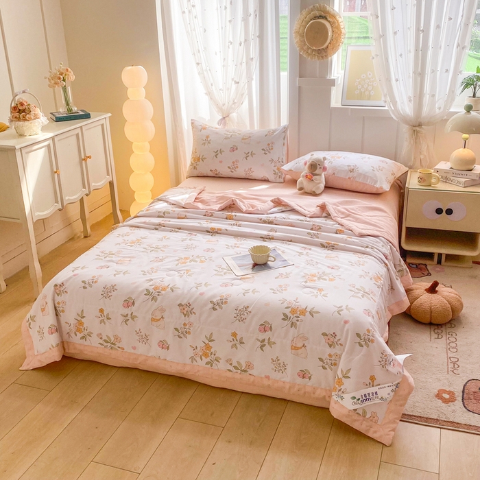 91家纺网 家纺一手货源 找家纺 羽梦家纺 2026新款新疆棉花全棉夏凉被被子被芯清风小兔