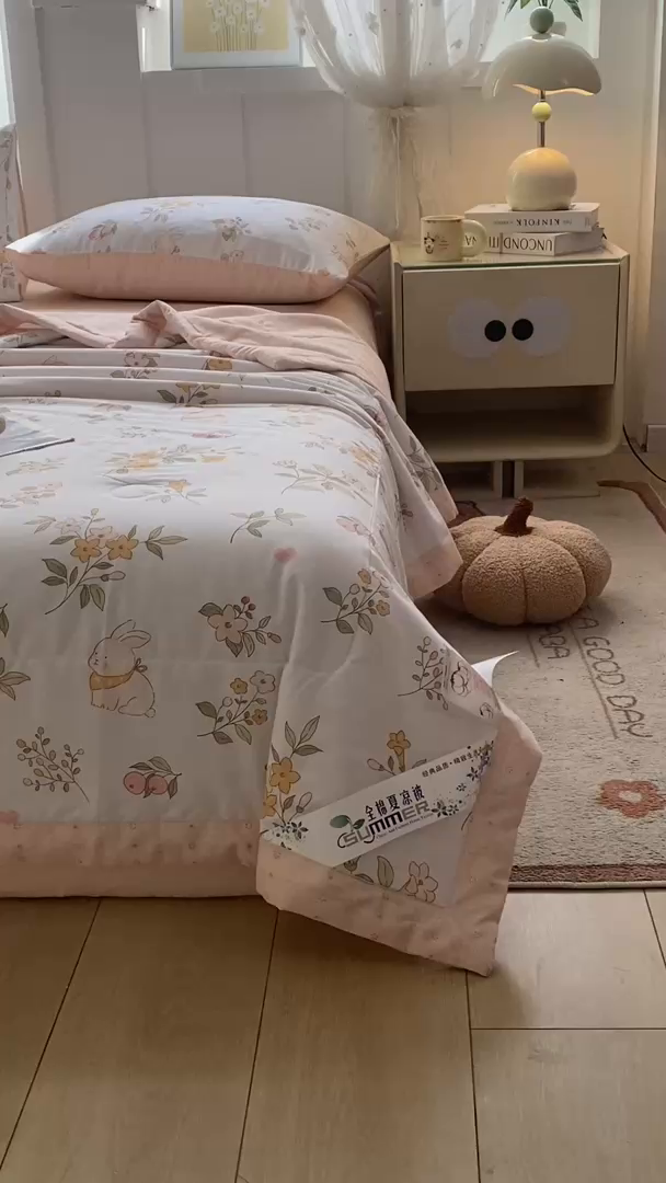 91家纺网 家纺一手货源 找家纺 羽梦家纺 2026新款新疆棉花全棉夏凉被被子被芯清风小兔