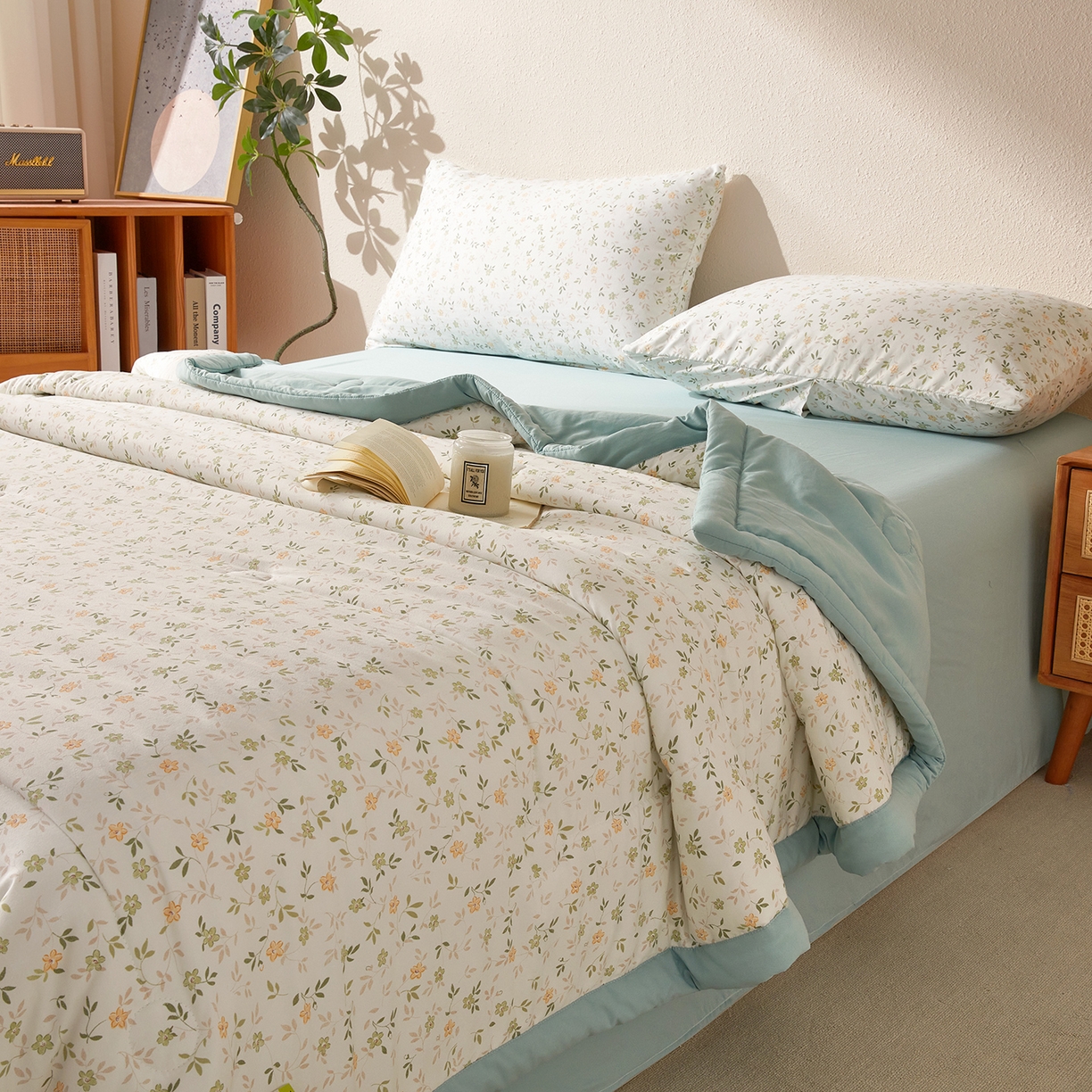 91家纺网 家纺一手货源 找家纺 罗布斯 2026新款高克重纯色简约风小清新花卉风水洗棉空调被夏被100%新疆棉花夏凉被（买家秀加微) 普罗旺斯