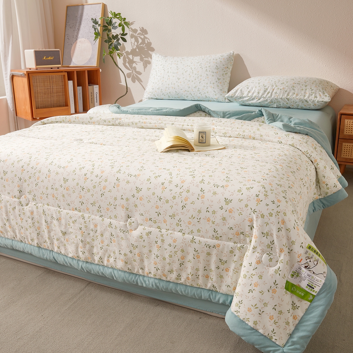 91家纺网 家纺一手货源 找家纺 罗布斯 2026新款高克重纯色简约风小清新花卉风水洗棉空调被夏被100%新疆棉花夏凉被（买家秀加微) 普罗旺斯