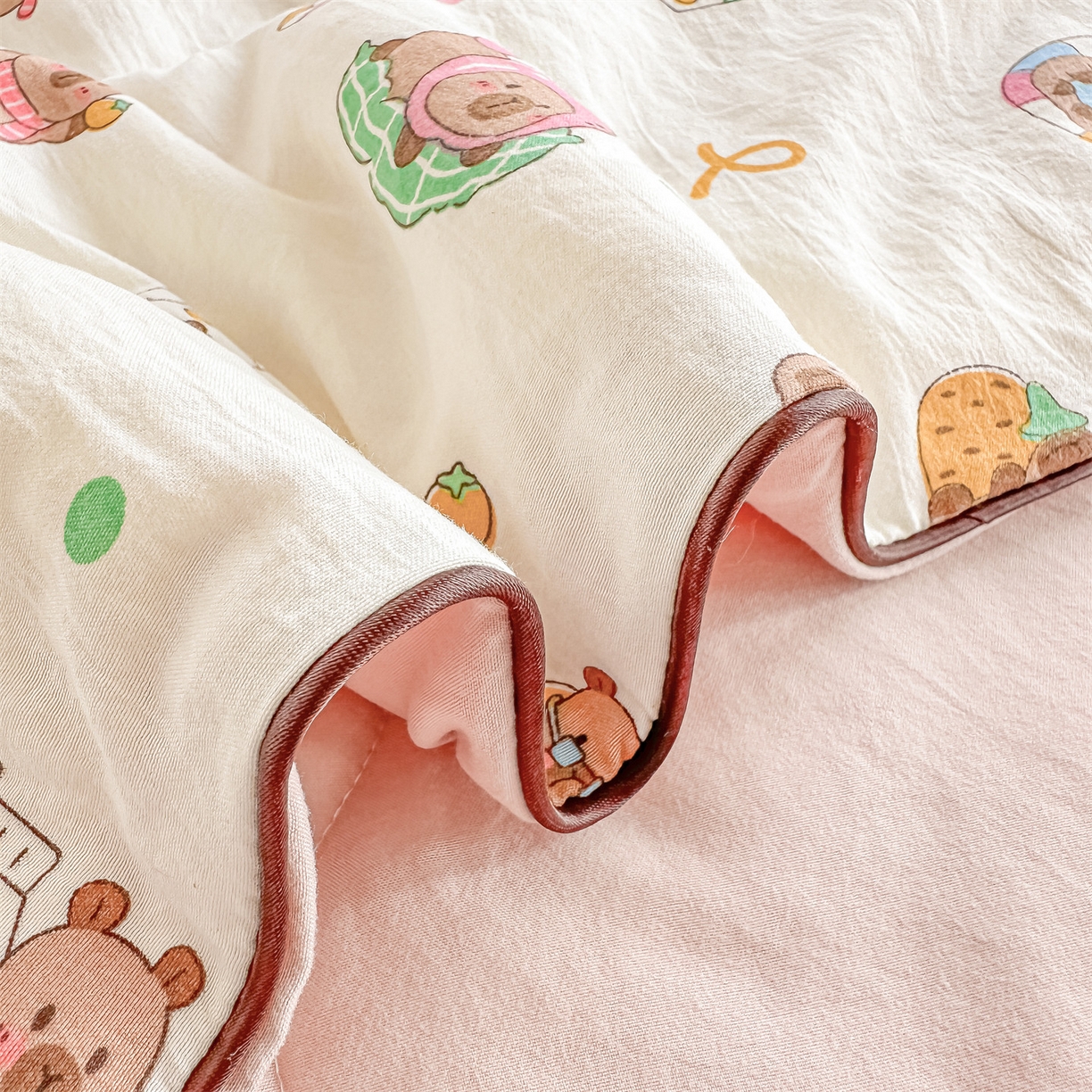 91家纺网 家纺一手货源 找家纺 招财星家纺 2026新款A类水洗棉皱绉纱夏被空调被印花夏凉被子被芯（带质检报告买家秀） 卡皮巴拉