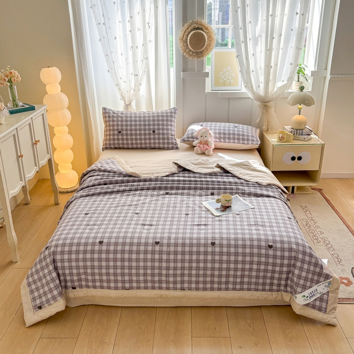 91家纺网 家纺一手货源 找家纺 羽梦家纺 2026新款新疆棉花全棉夏凉被被子被芯甜心乐园-紫