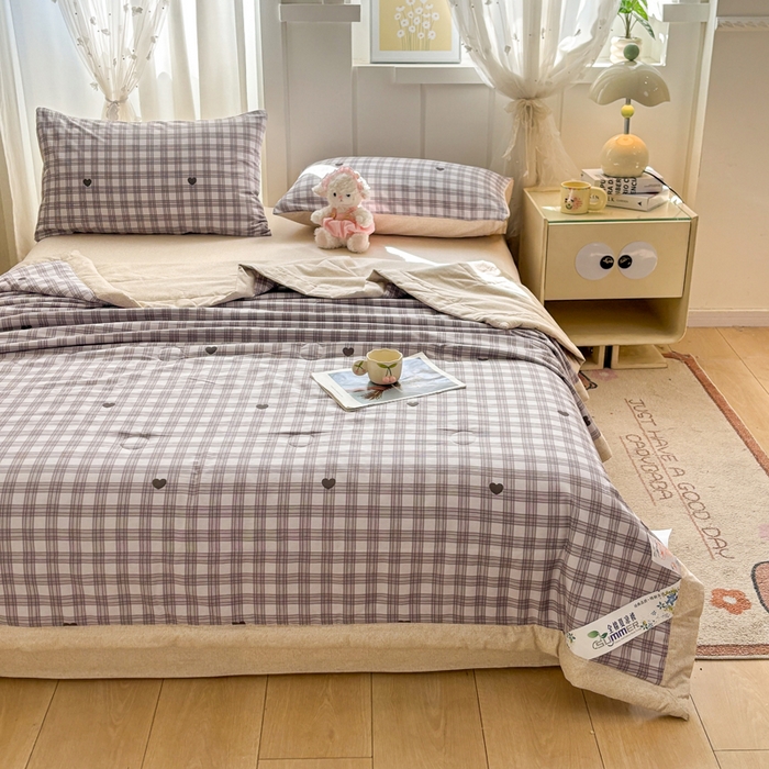 91家纺网 家纺一手货源 找家纺 羽梦家纺 2026新款新疆棉花全棉夏凉被被子被芯甜心乐园-紫