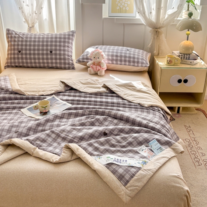 91家纺网 家纺一手货源 找家纺 羽梦家纺 2026新款新疆棉花全棉夏凉被被子被芯甜心乐园-紫