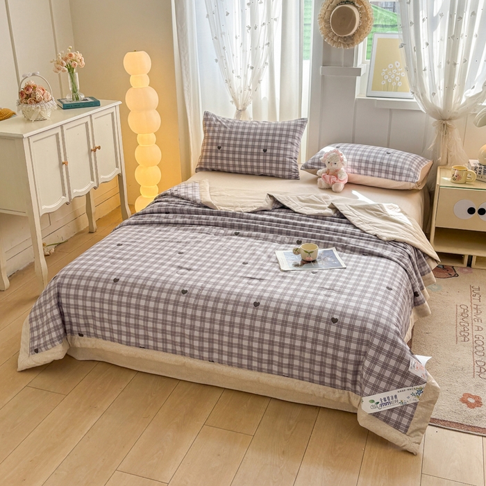 91家纺网 家纺一手货源 找家纺 羽梦家纺 2026新款新疆棉花全棉夏凉被被子被芯甜心乐园-紫