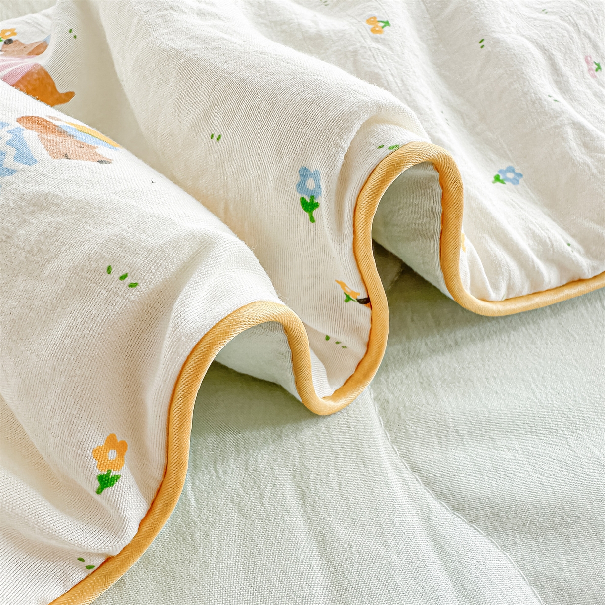 91家纺网 家纺一手货源 找家纺 招财星家纺 2026新款A类水洗棉皱绉纱夏被空调被印花夏凉被子被芯（带质检报告买家秀） 腊肠狗