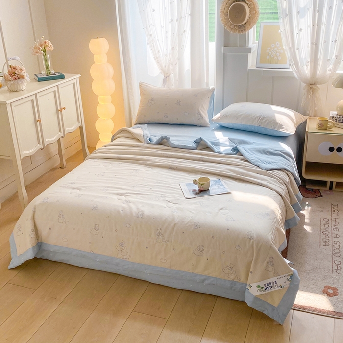 91家纺网 家纺一手货源 找家纺 羽梦家纺 2026新款新疆棉花全棉夏凉被被子被芯星空熊