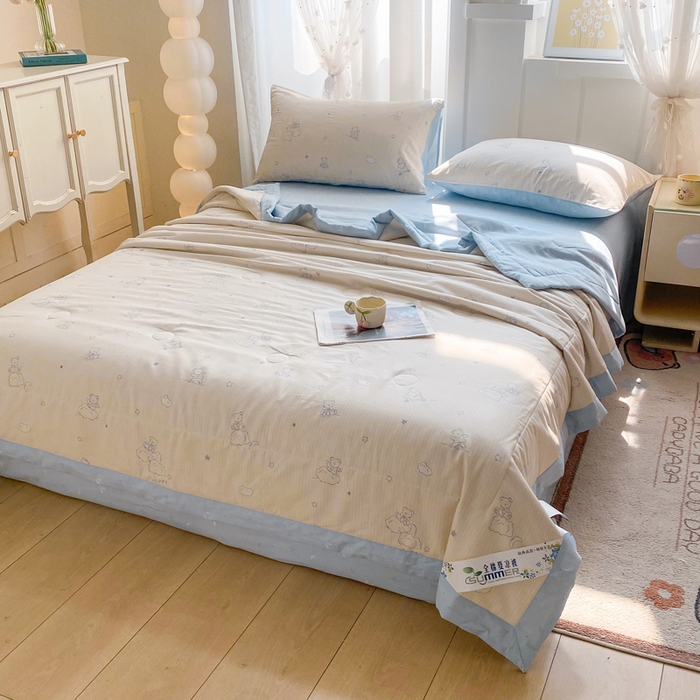 91家纺网 家纺一手货源 找家纺 羽梦家纺 2026新款新疆棉花全棉夏凉被被子被芯星空熊