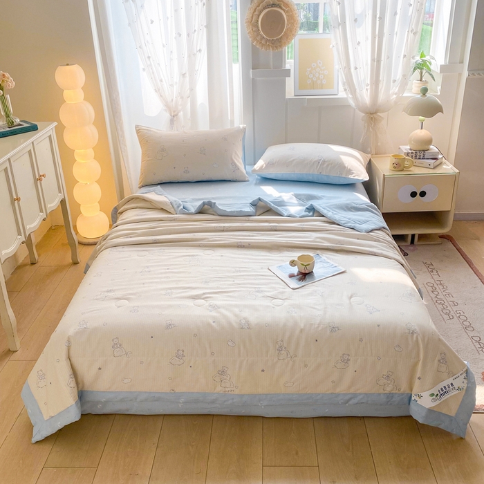 91家纺网 家纺一手货源 找家纺 羽梦家纺 2026新款新疆棉花全棉夏凉被被子被芯星空熊