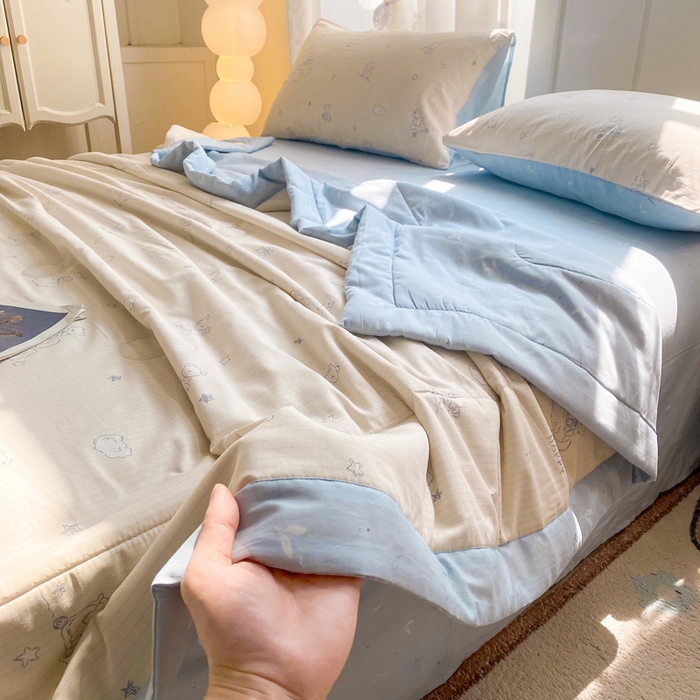 91家纺网 家纺一手货源 找家纺 羽梦家纺 2026新款新疆棉花全棉夏凉被被子被芯星空熊