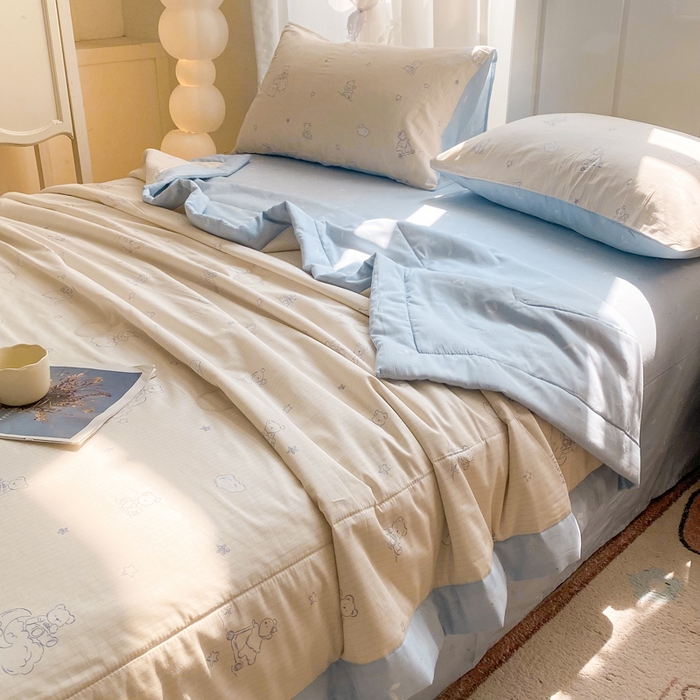 91家纺网 家纺一手货源 找家纺 羽梦家纺 2026新款新疆棉花全棉夏凉被被子被芯星空熊