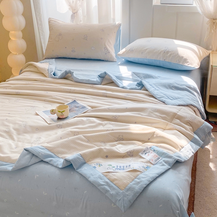 91家纺网 家纺一手货源 找家纺 羽梦家纺 2026新款新疆棉花全棉夏凉被被子被芯星空熊