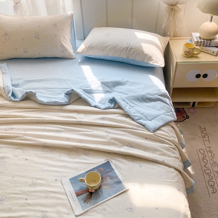 91家纺网 家纺一手货源 找家纺 羽梦家纺 2026新款新疆棉花全棉夏凉被被子被芯星空熊