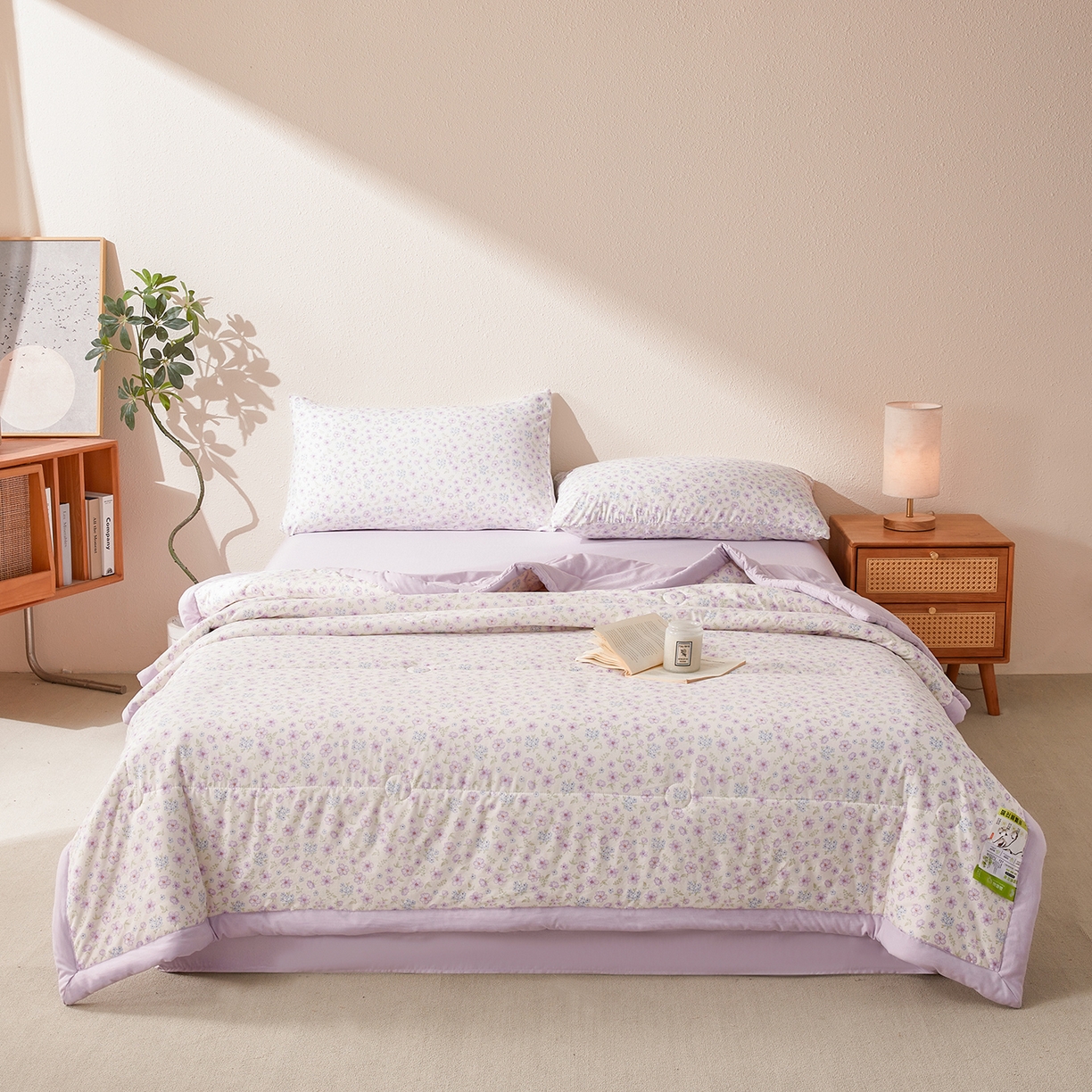 91家纺网 家纺一手货源 找家纺 罗布斯 2026新款高克重纯色简约风小清新花卉风水洗棉空调被夏被100%新疆棉花夏凉被（买家秀加微) 春日繁花