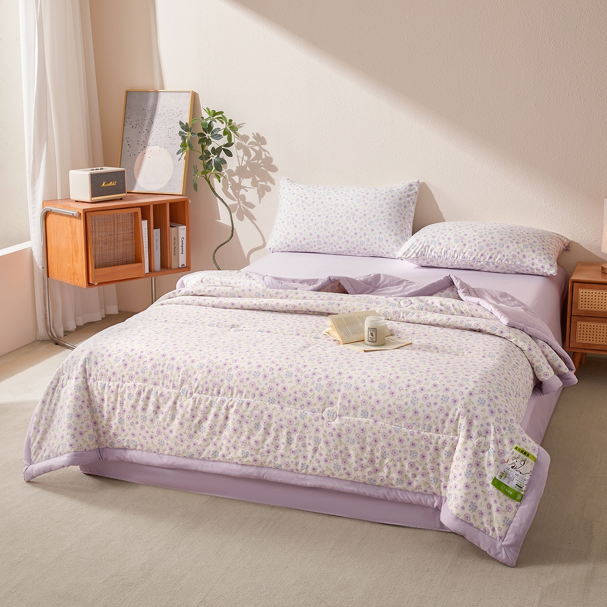 91家纺网 家纺一手货源 找家纺 罗布斯 2026新款高克重纯色简约风小清新花卉风水洗棉空调被夏被100%新疆棉花夏凉被（买家秀加微) 春日繁花