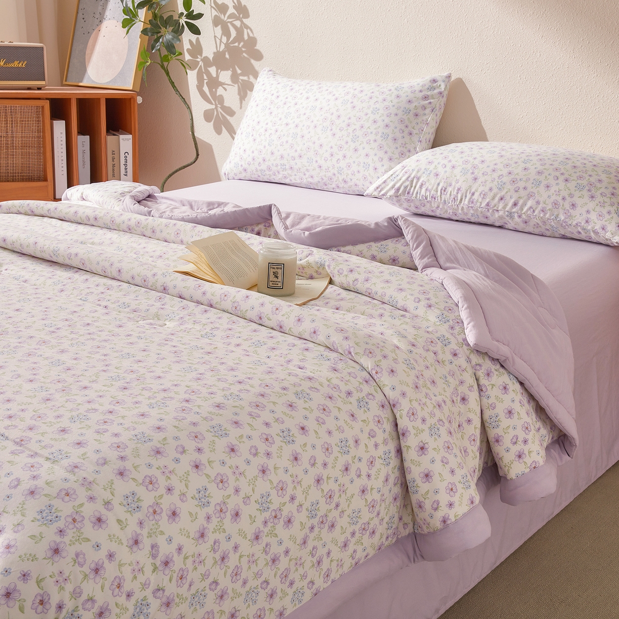 91家纺网 家纺一手货源 找家纺 罗布斯 2026新款高克重纯色简约风小清新花卉风水洗棉空调被夏被100%新疆棉花夏凉被（买家秀加微) 春日繁花