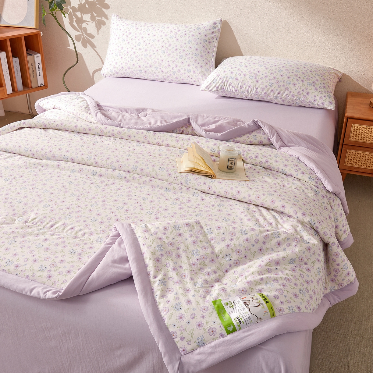 91家纺网 家纺一手货源 找家纺 罗布斯 2026新款高克重纯色简约风小清新花卉风水洗棉空调被夏被100%新疆棉花夏凉被（买家秀加微) 春日繁花