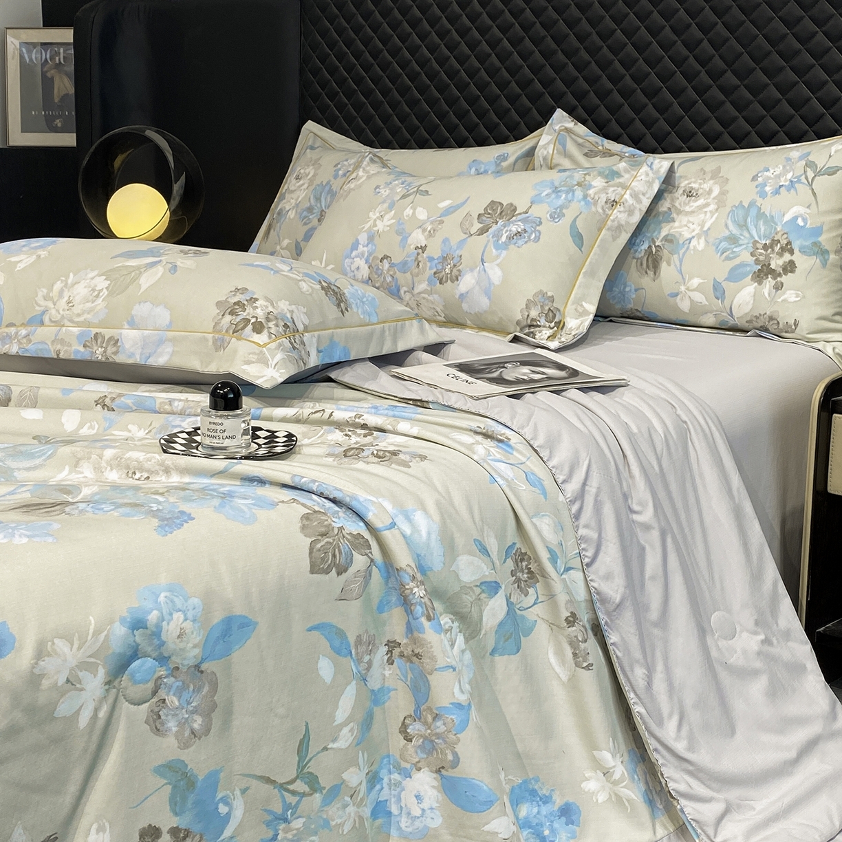 91家纺网 家纺一手货源 找家纺 佳品居 2026新款凉感天丝棉印花系列水洗真丝夏被四件套 南齐