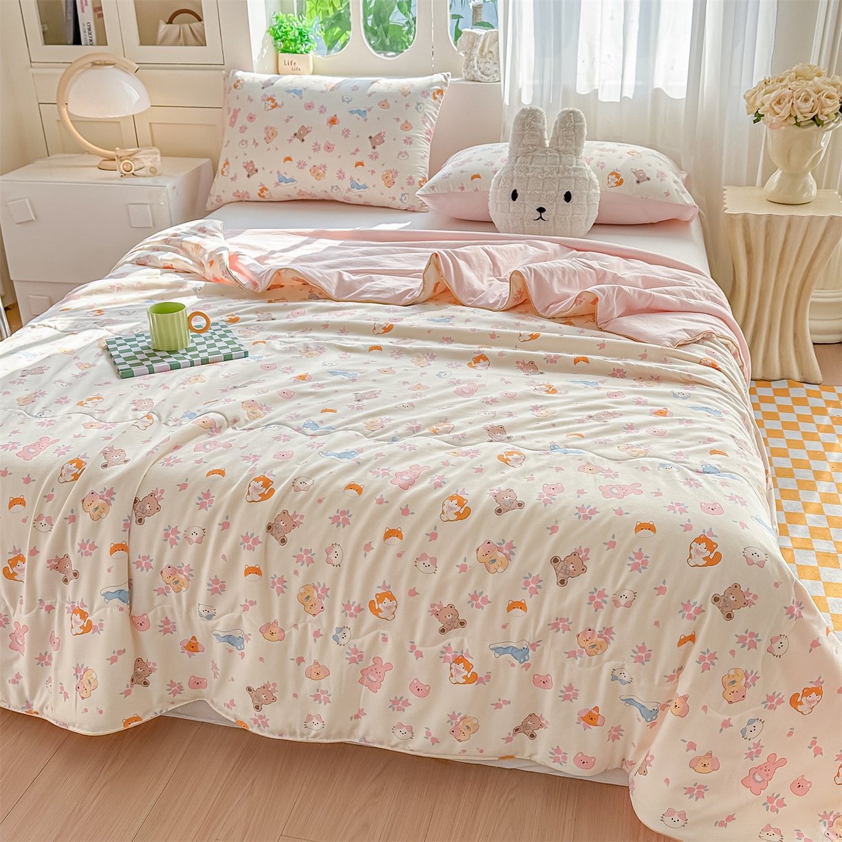 91家纺网 家纺一手货源 找家纺 招财星家纺 2026新款A类水洗棉皱绉纱夏被空调被印花夏凉被子被芯（带质检报告买家秀） 萌宠后花园