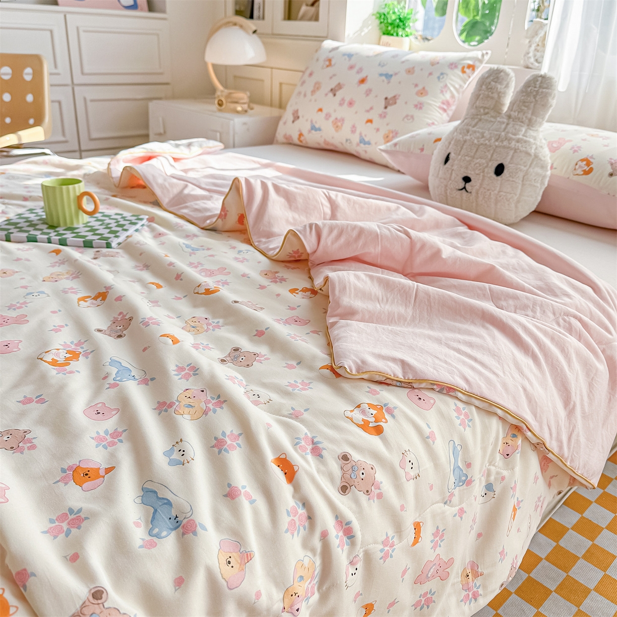 91家纺网 家纺一手货源 找家纺 招财星家纺 2026新款A类水洗棉皱绉纱夏被空调被印花夏凉被子被芯（带质检报告买家秀） 萌宠后花园