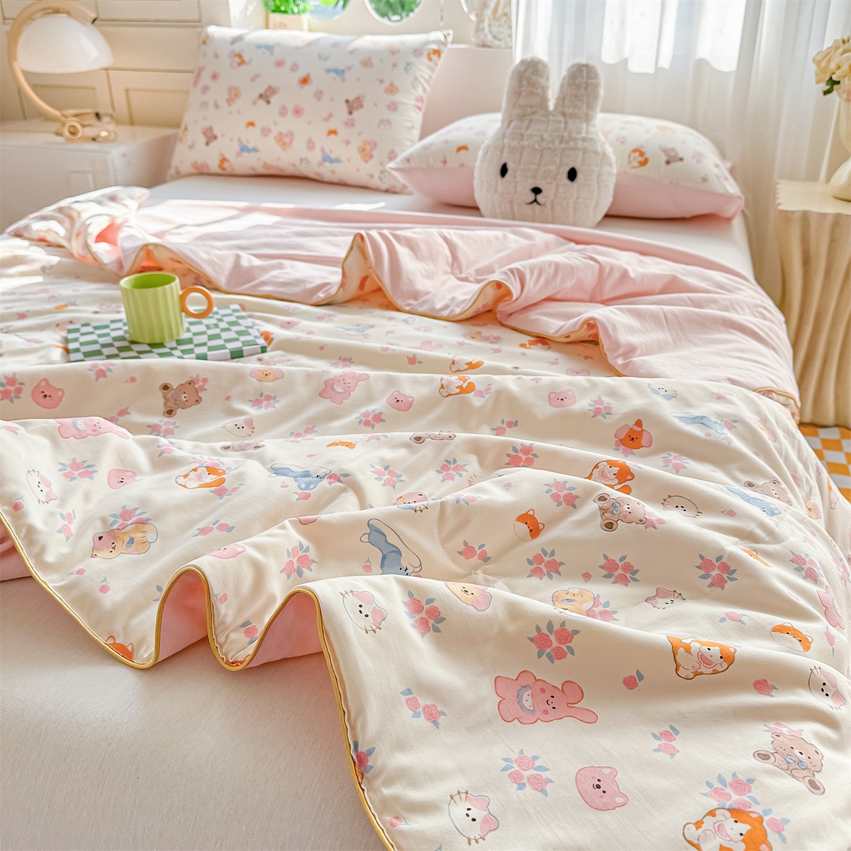 91家纺网 家纺一手货源 找家纺 招财星家纺 2026新款A类水洗棉皱绉纱夏被空调被印花夏凉被子被芯（带质检报告买家秀） 萌宠后花园