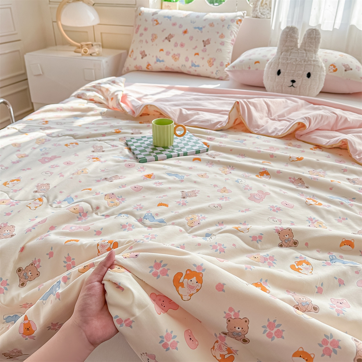 91家纺网 家纺一手货源 找家纺 招财星家纺 2026新款A类水洗棉皱绉纱夏被空调被印花夏凉被子被芯（带质检报告买家秀） 萌宠后花园