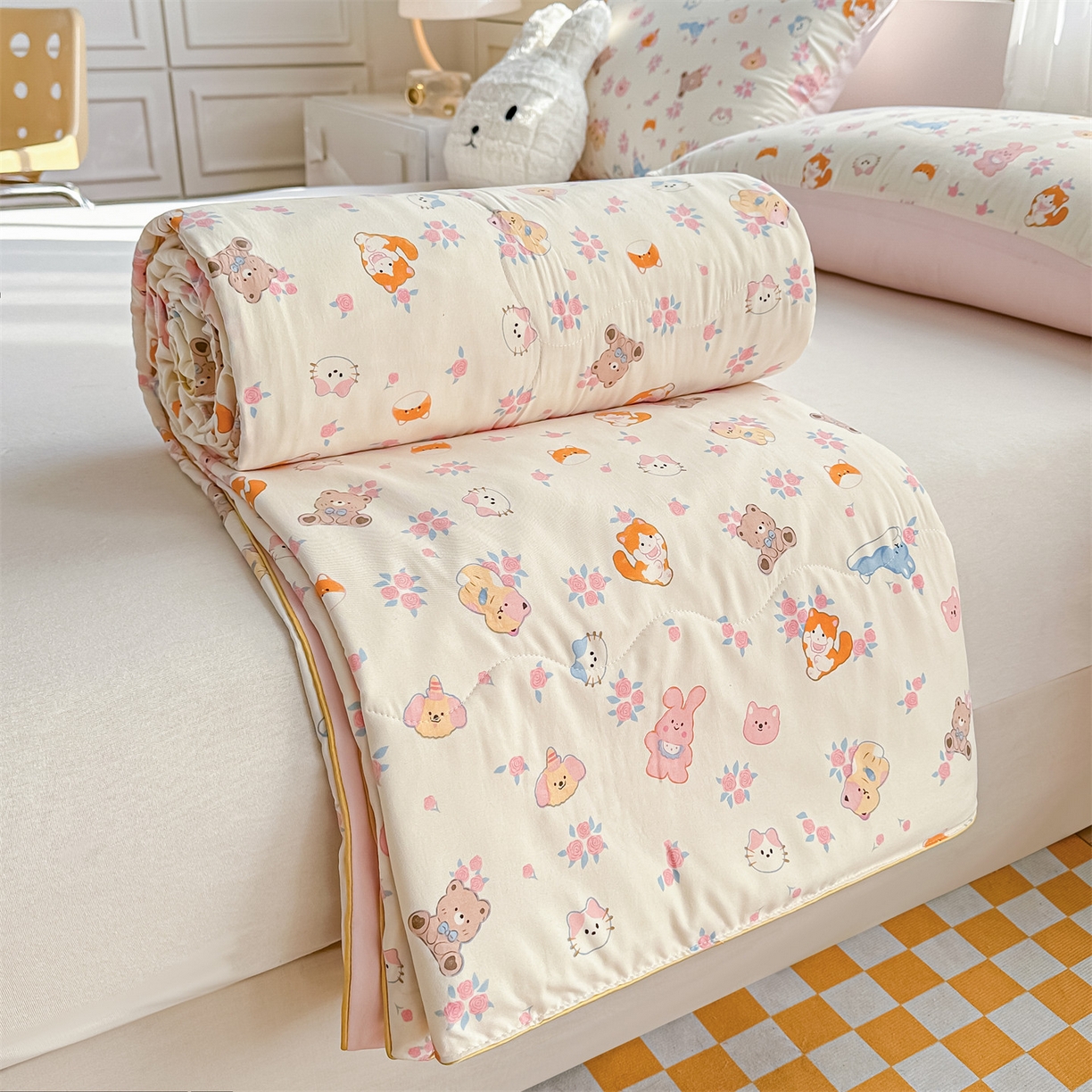 91家纺网 家纺一手货源 找家纺 招财星家纺 2026新款A类水洗棉皱绉纱夏被空调被印花夏凉被子被芯（带质检报告买家秀） 萌宠后花园