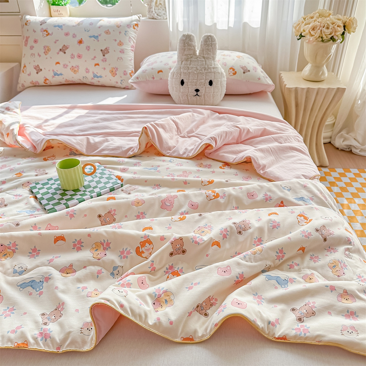 91家纺网 家纺一手货源 找家纺 招财星家纺 2026新款A类水洗棉皱绉纱夏被空调被印花夏凉被子被芯（带质检报告买家秀） 萌宠后花园