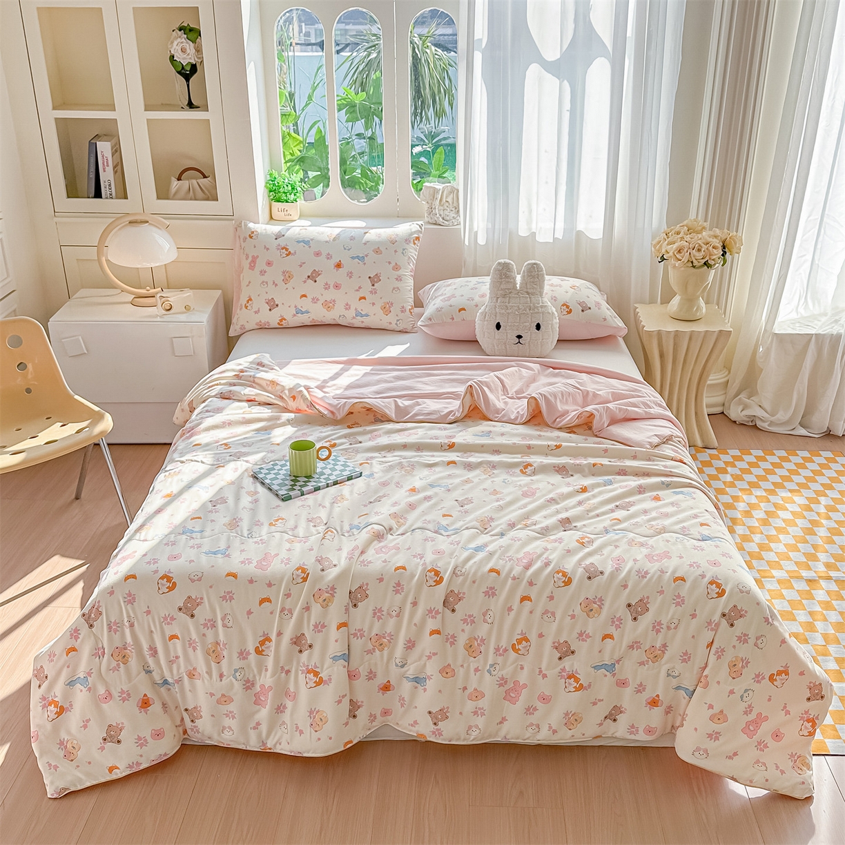 91家纺网 家纺一手货源 找家纺 招财星家纺 2026新款A类水洗棉皱绉纱夏被空调被印花夏凉被子被芯（带质检报告买家秀） 萌宠后花园