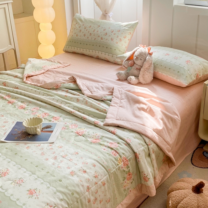 91家纺网 家纺一手货源 找家纺 羽梦家纺 2026新款新疆棉花全棉夏凉被被子被芯云边花漾