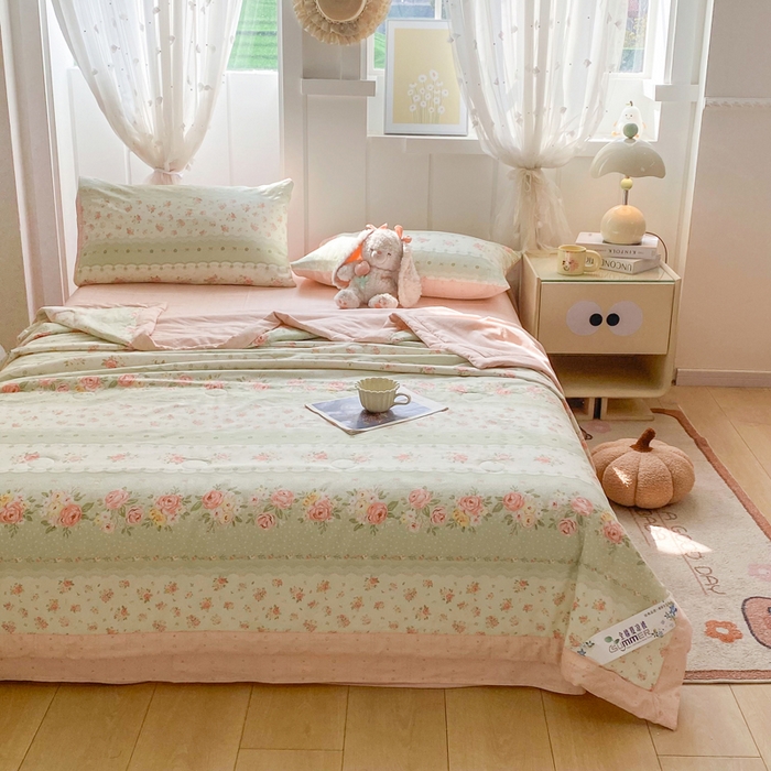 91家纺网 家纺一手货源 找家纺 羽梦家纺 2026新款新疆棉花全棉夏凉被被子被芯云边花漾