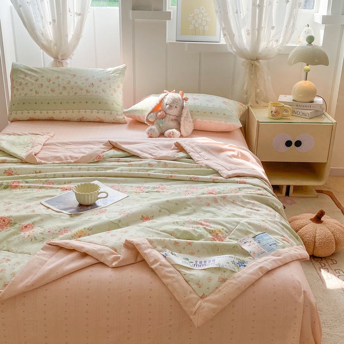 91家纺网 家纺一手货源 找家纺 羽梦家纺 2026新款新疆棉花全棉夏凉被被子被芯云边花漾