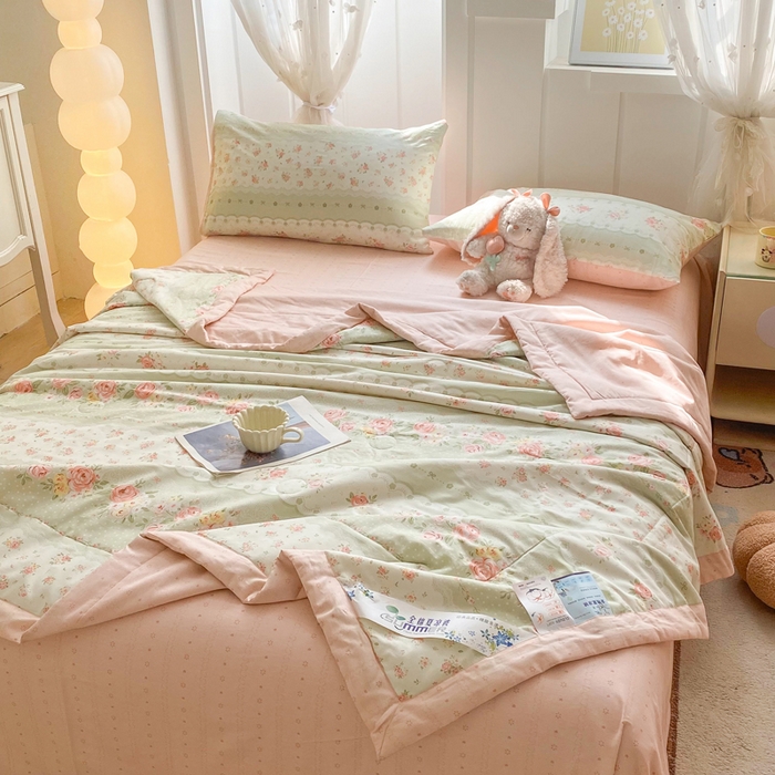 91家纺网 家纺一手货源 找家纺 羽梦家纺 2026新款新疆棉花全棉夏凉被被子被芯云边花漾