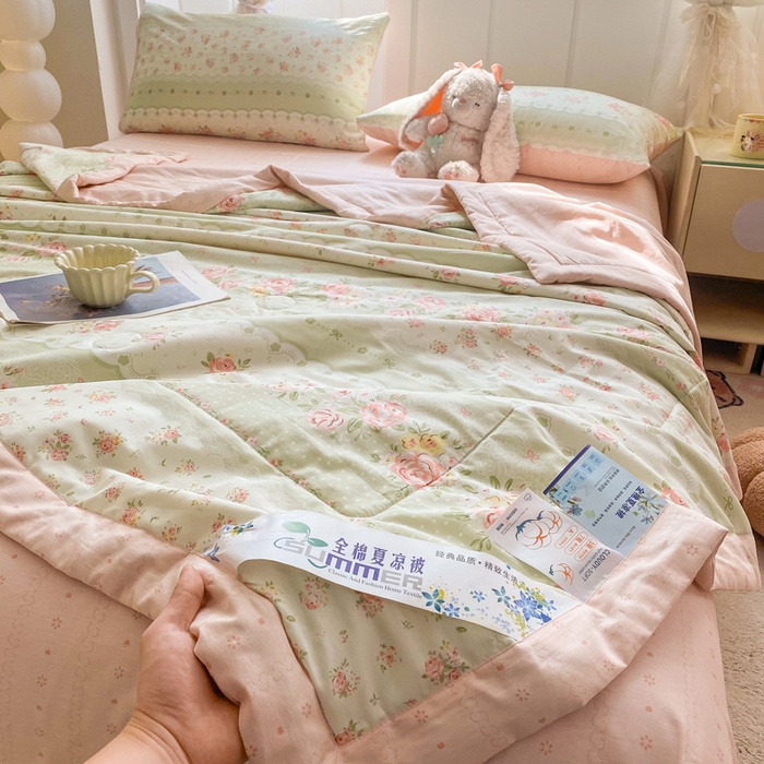 91家纺网 家纺一手货源 找家纺 羽梦家纺 2026新款新疆棉花全棉夏凉被被子被芯云边花漾