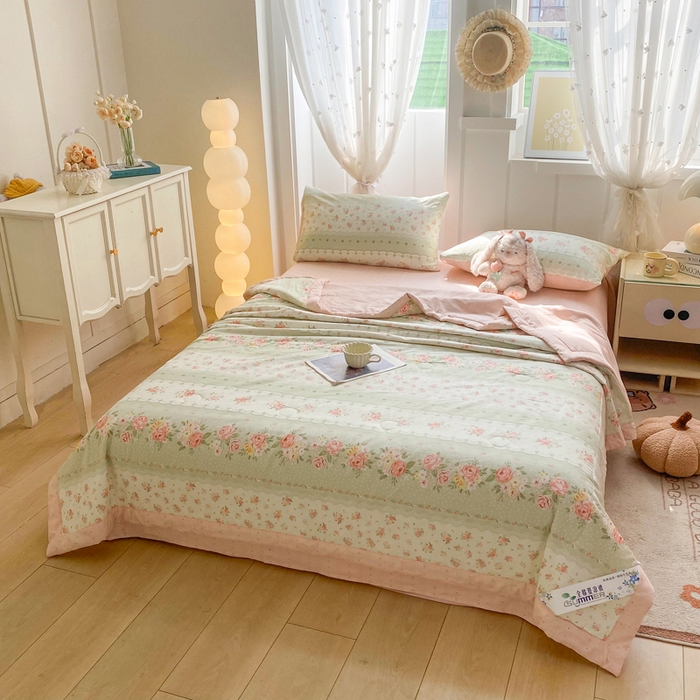 91家纺网 家纺一手货源 找家纺 羽梦家纺 2026新款新疆棉花全棉夏凉被被子被芯云边花漾