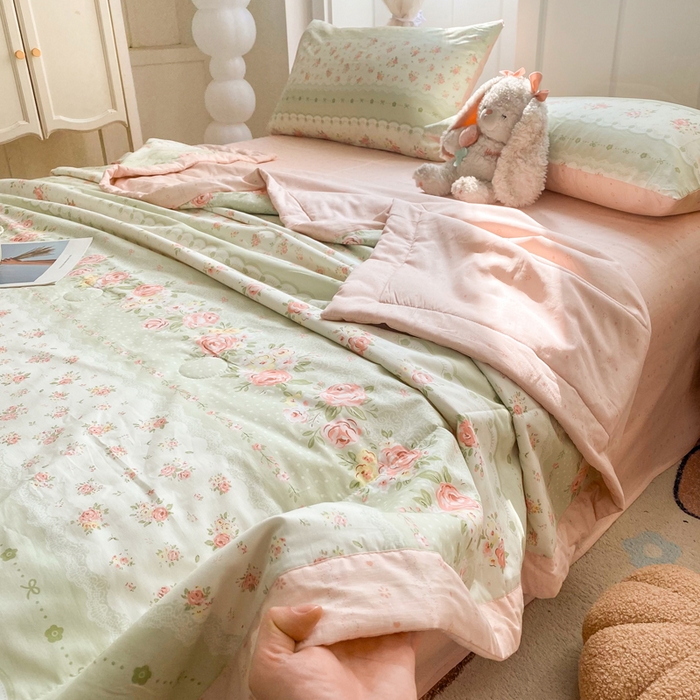 91家纺网 家纺一手货源 找家纺 羽梦家纺 2026新款新疆棉花全棉夏凉被被子被芯云边花漾