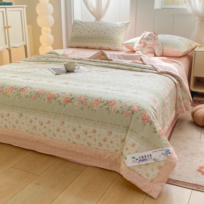 91家纺网 家纺一手货源 找家纺 羽梦家纺 2026新款新疆棉花全棉夏凉被被子被芯云边花漾