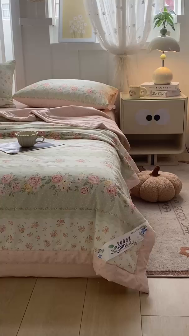 91家纺网 家纺一手货源 找家纺 羽梦家纺 2026新款新疆棉花全棉夏凉被被子被芯云边花漾