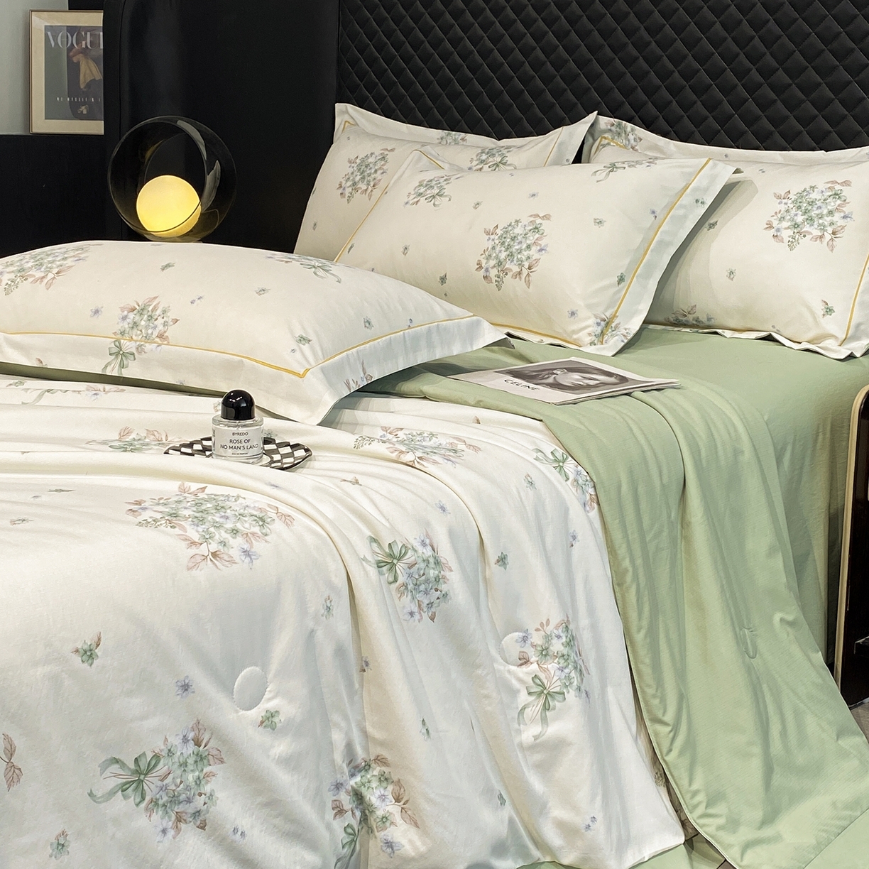 91家纺网 家纺一手货源 找家纺 佳品居 2026新款凉感天丝棉印花系列水洗真丝夏被四件套 花束