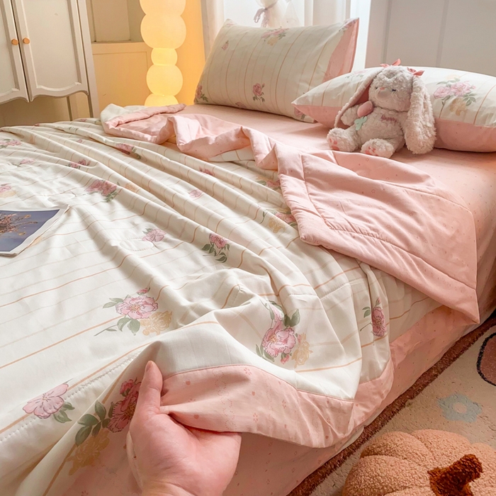 91家纺网 家纺一手货源 找家纺 羽梦家纺 2026新款新疆棉花全棉夏凉被被子被芯芸雅花开