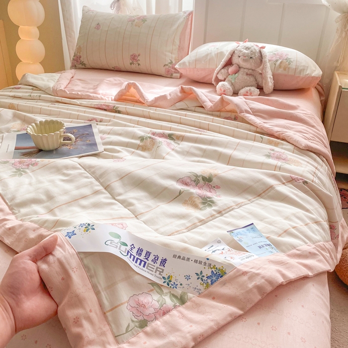 91家纺网 家纺一手货源 找家纺 羽梦家纺 2026新款新疆棉花全棉夏凉被被子被芯芸雅花开