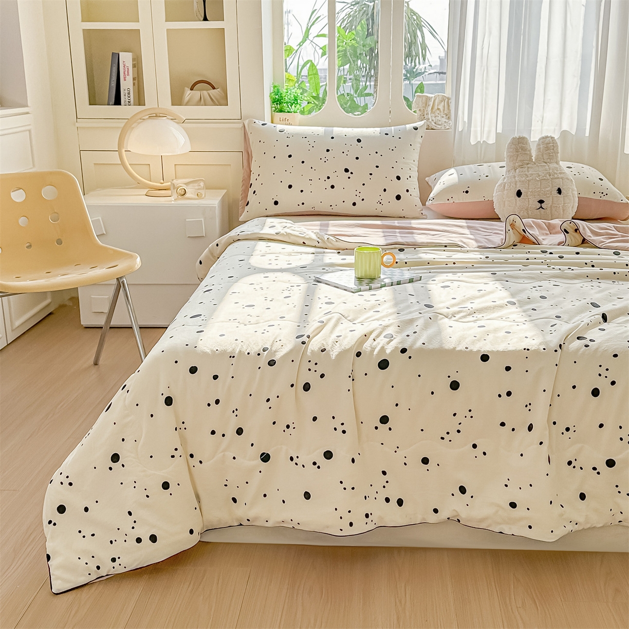 91家纺网 家纺一手货源 找家纺 招财星家纺 2026新款A类水洗棉皱绉纱夏被空调被印花夏凉被子被芯（带质检报告买家秀） 墨点