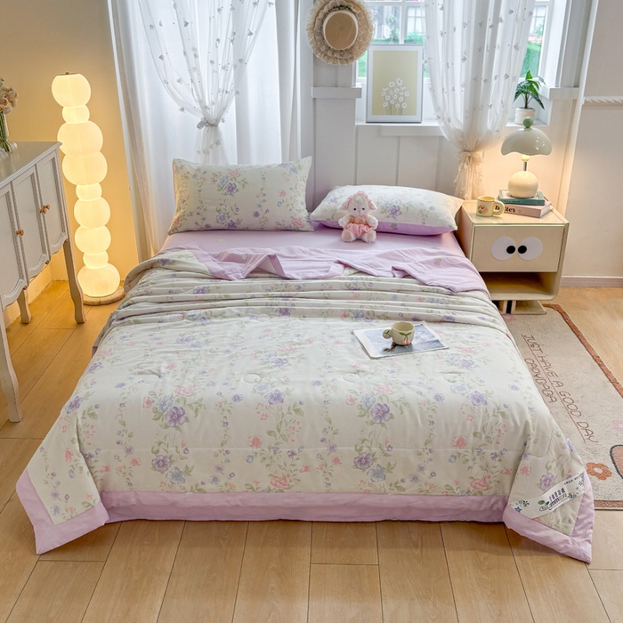 91家纺网 家纺一手货源 找家纺 羽梦家纺 2026新款新疆棉花全棉夏凉被被子被芯知意花蔓