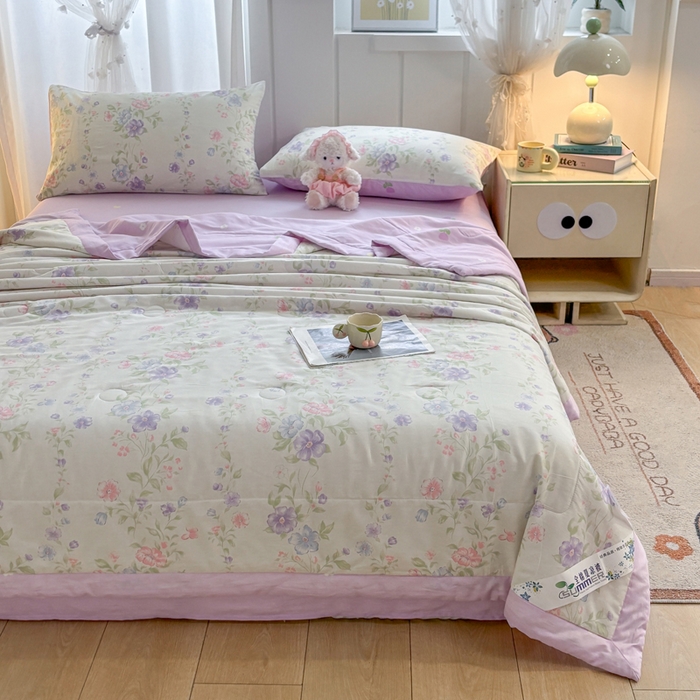 91家纺网 家纺一手货源 找家纺 羽梦家纺 2026新款新疆棉花全棉夏凉被被子被芯知意花蔓